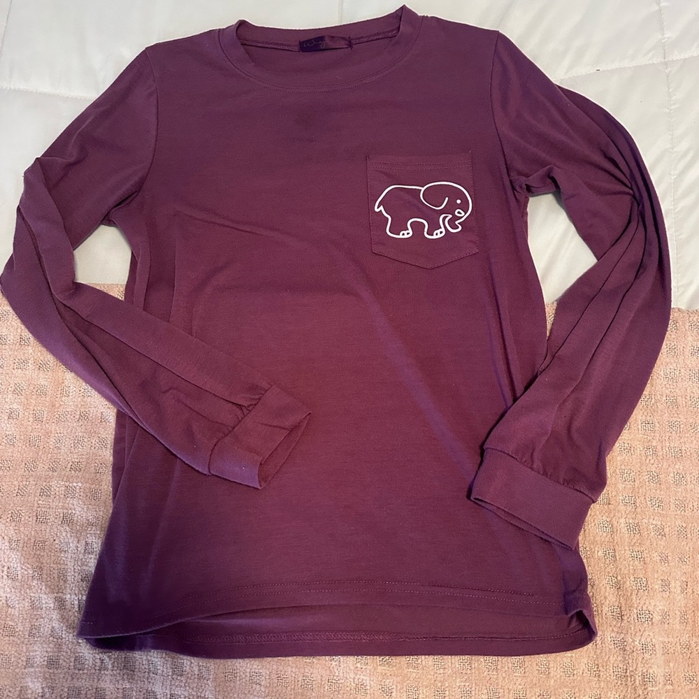 Kids Long Sleeve Purple Elephant Shirt
